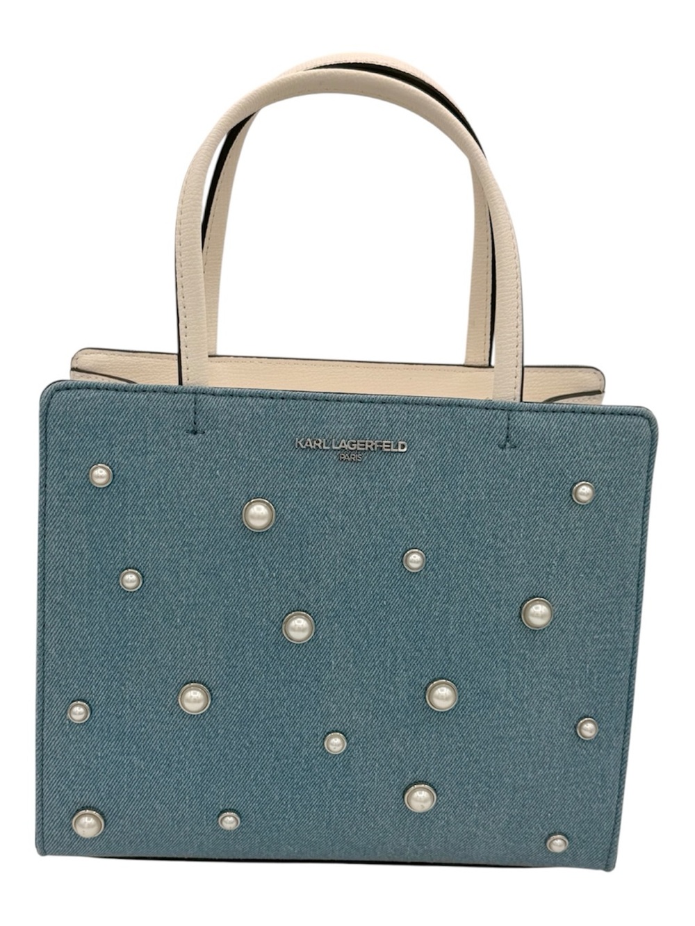 Karl Lagerfeld Paris Maybelle Pearl-Embellished Denim Tote